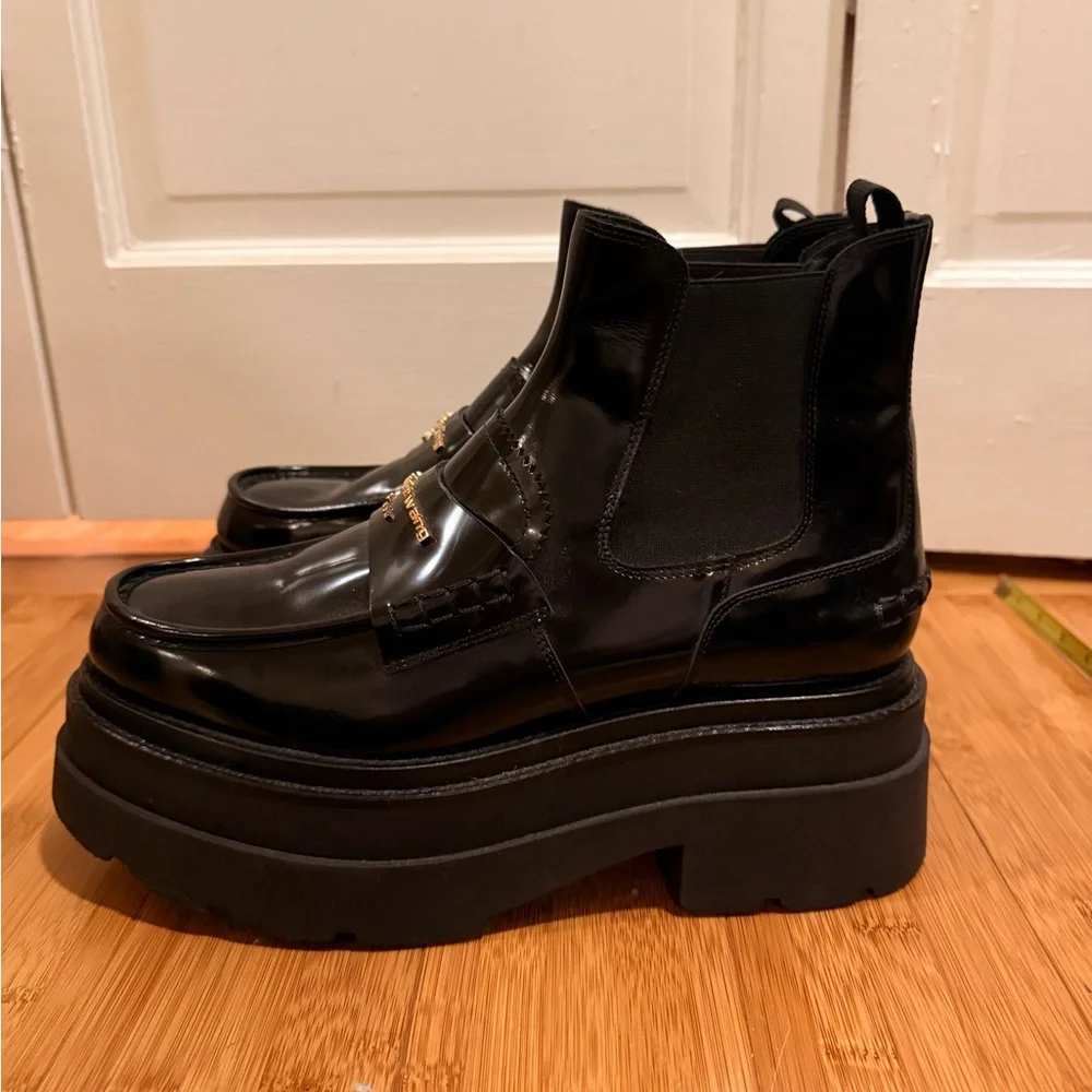 Alexander Wang Carter platform ankle boots in black leather - Picture 8 of 11